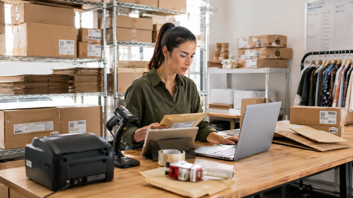 Trabajo diario en comercio electrónico